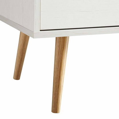 Meuble TV Anya à 3 tiroirs en rotin tressé blanc