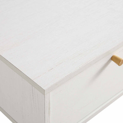 Meuble TV Anya à 3 tiroirs en rotin tressé blanc