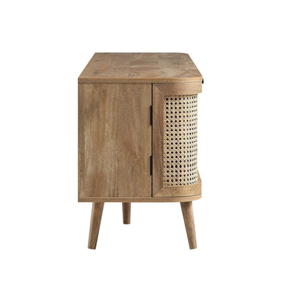 Meuble TV Izzy en rotin courbé 150 cm, naturel