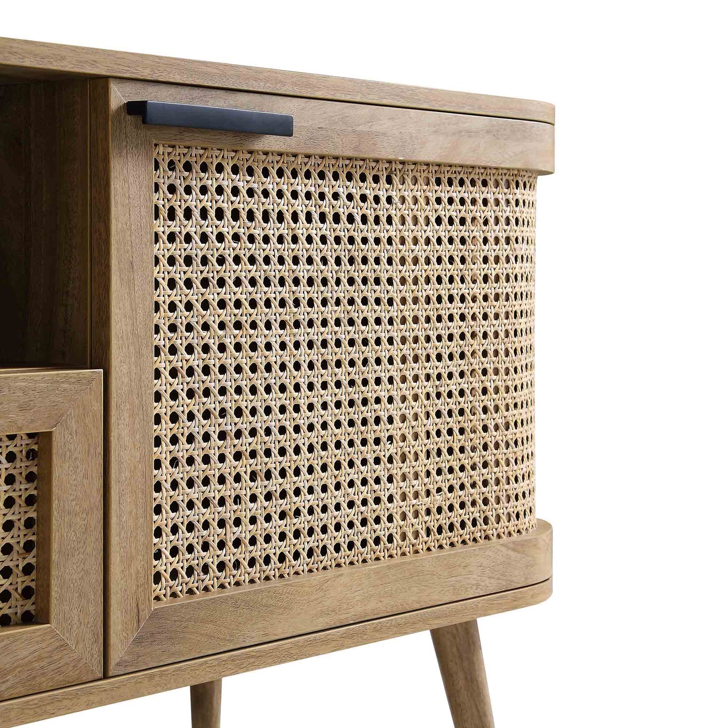 Meuble TV Izzy en rotin courbé 150 cm, naturel