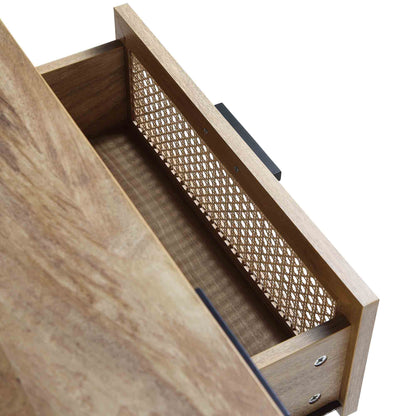 Meuble TV Izzy en rotin courbé 150 cm, naturel