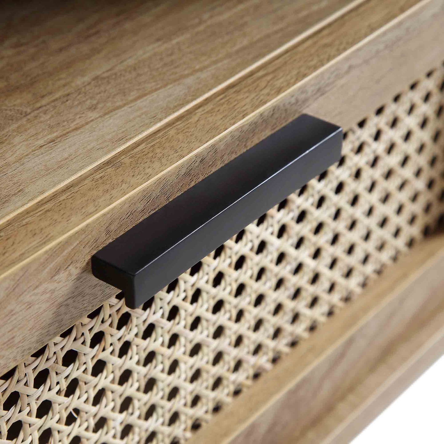 Meuble TV Izzy en rotin courbé 150 cm, naturel