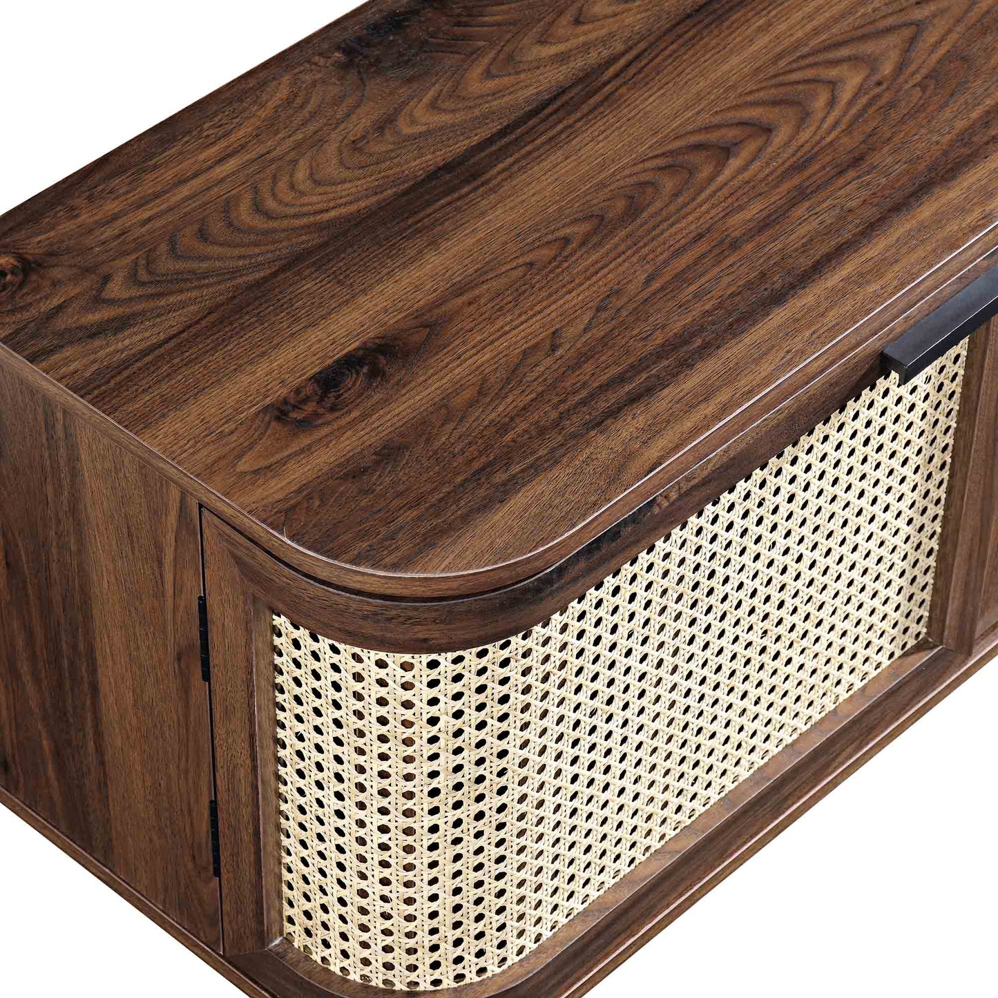 Meuble TV Izzy en rotin courbé 150 cm, noyer