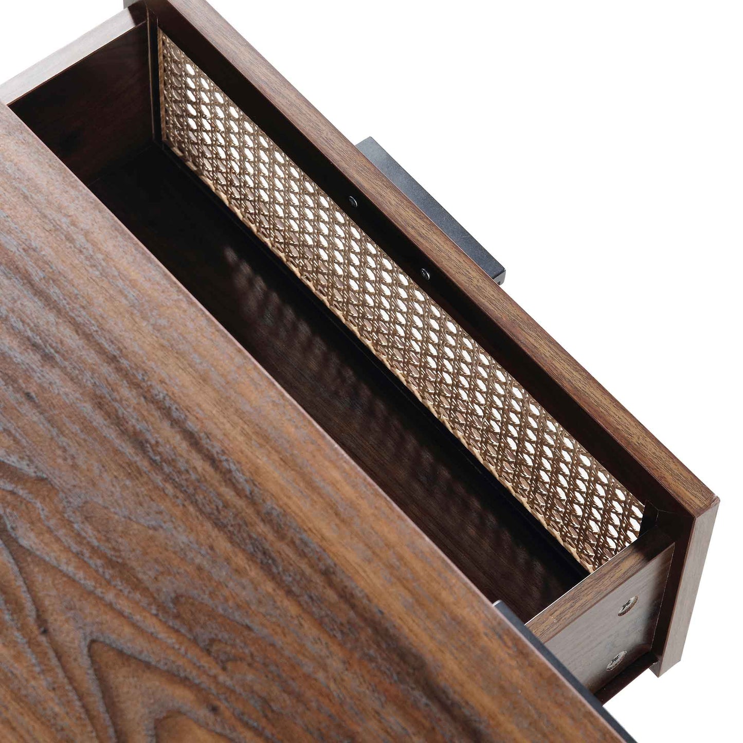 Meuble TV Izzy en rotin courbé 150 cm, noyer