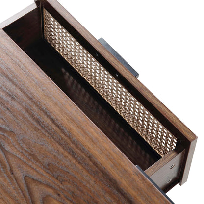 Meuble TV Izzy en rotin courbé 150 cm, noyer