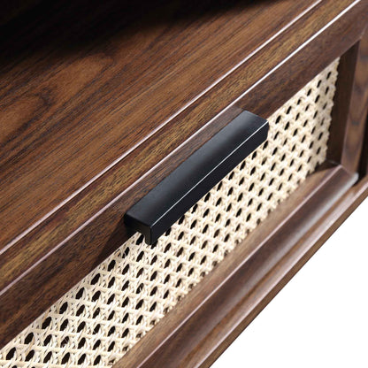 Meuble TV Izzy en rotin courbé 150 cm, noyer