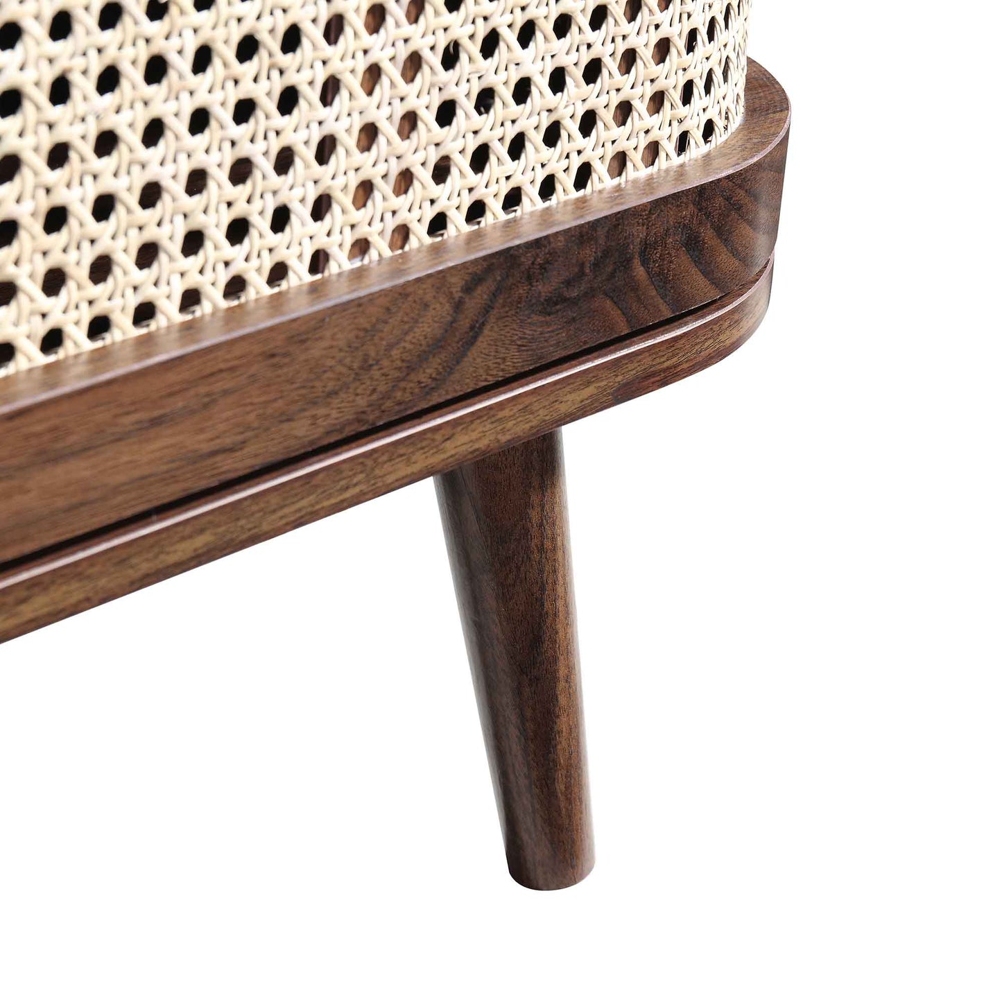 Meuble TV Izzy en rotin courbé 150 cm, noyer