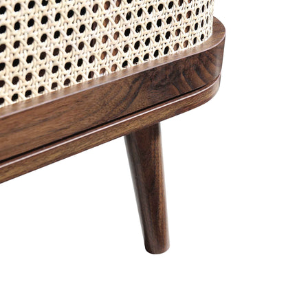 Meuble TV Izzy en rotin courbé 150 cm, noyer