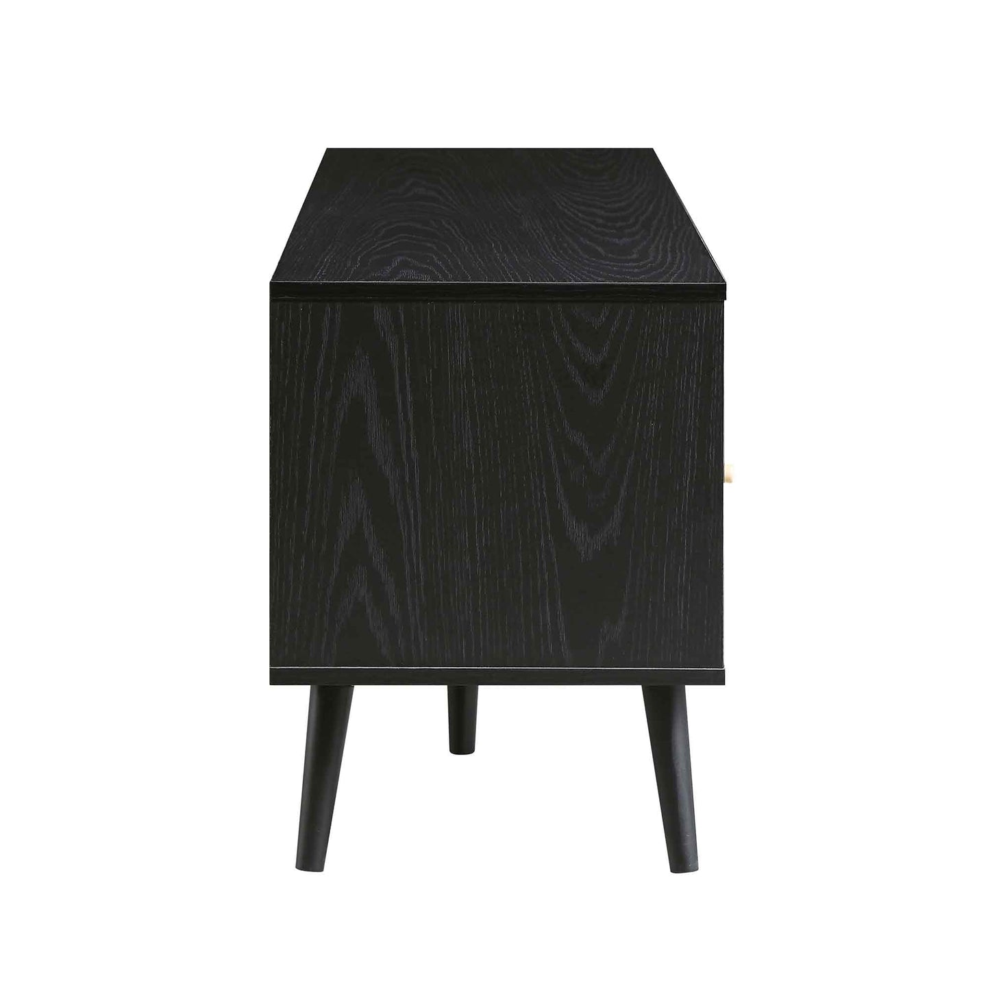 Meuble TV 3 tiroirs en rotin tressé Frances 160 cm, noir