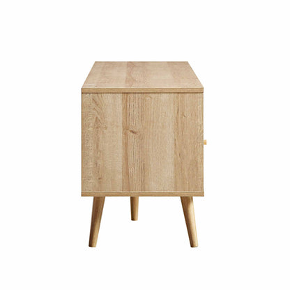 Meuble TV 3 tiroirs en rotin tressé Frances 160 cm, naturel