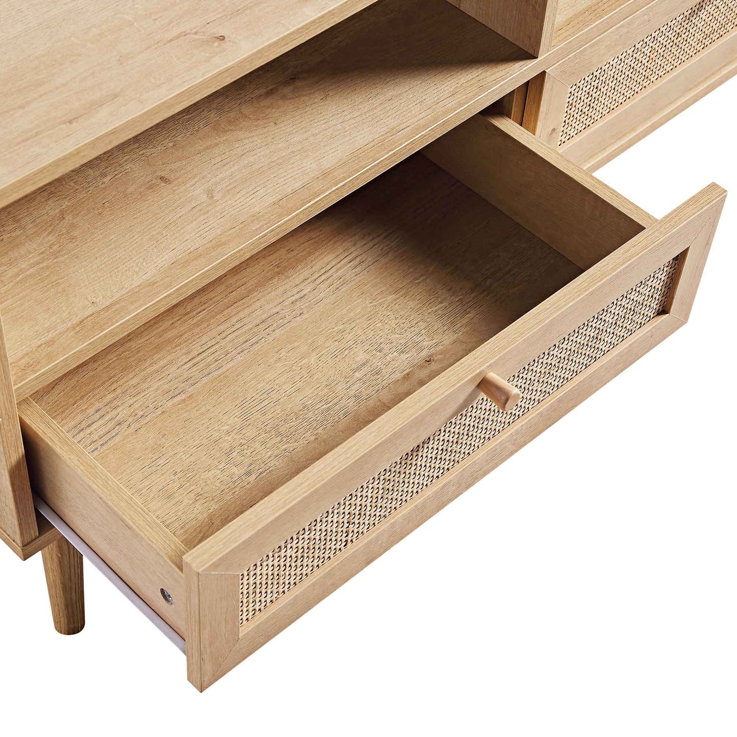 Meuble TV 3 tiroirs en rotin tressé Frances 160 cm, naturel