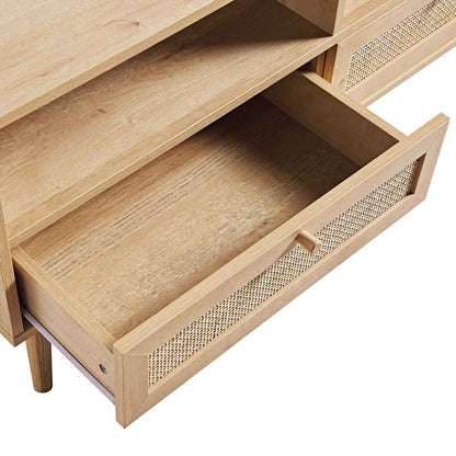 Meuble TV 3 tiroirs en rotin tressé Frances 160 cm, naturel