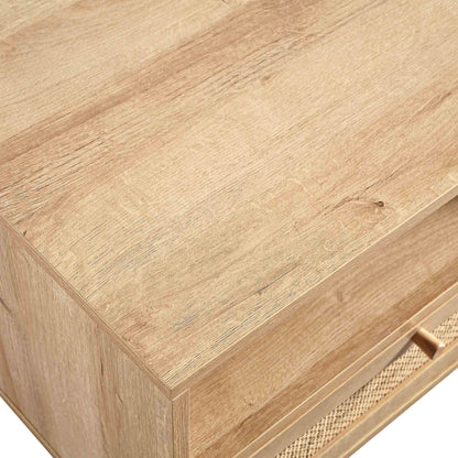 Meuble TV 3 tiroirs en rotin tressé Frances 160 cm, naturel