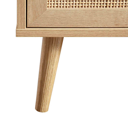 Meuble TV 3 tiroirs en rotin tressé Frances 160 cm, naturel