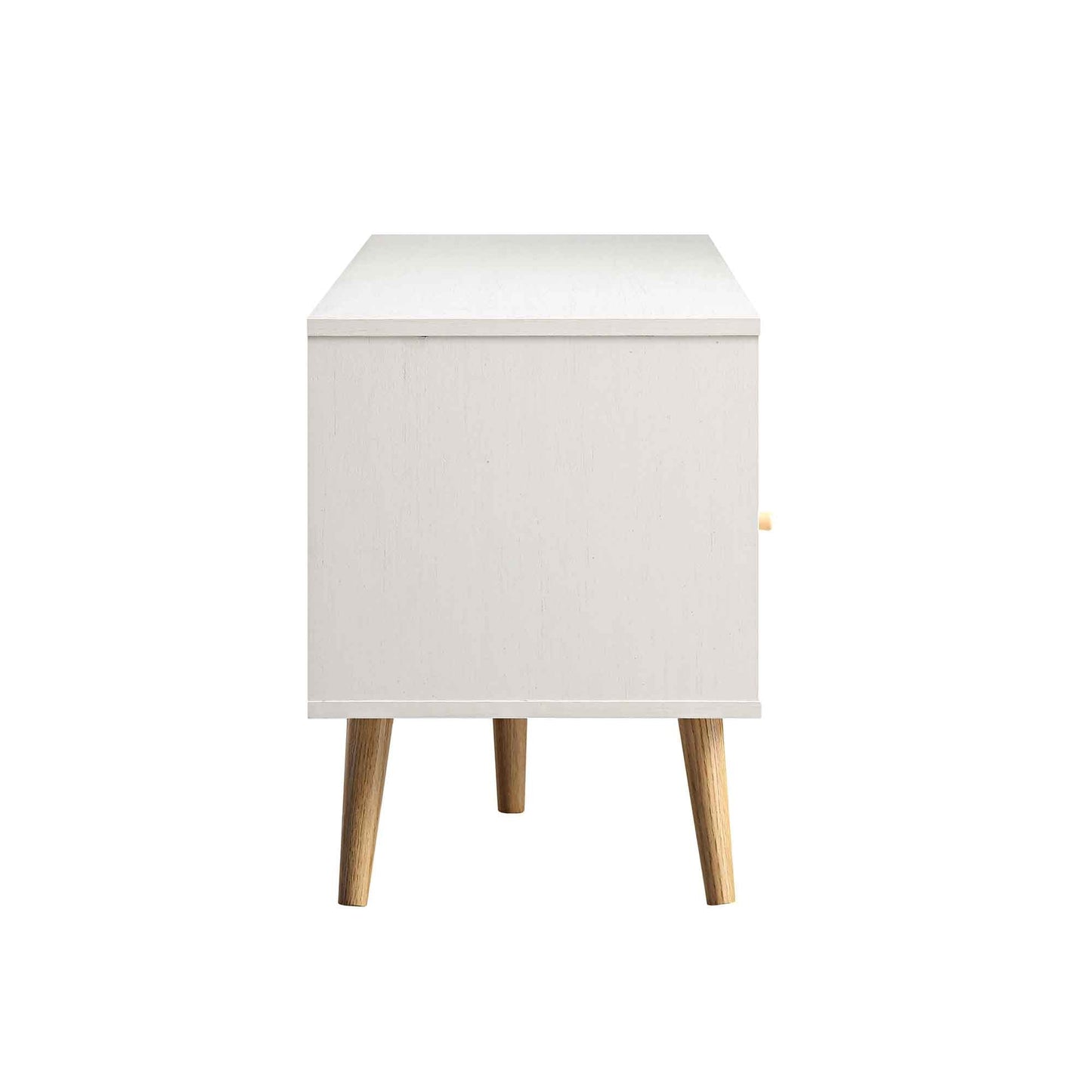 Meuble TV 3 tiroirs en rotin tressé Frances 160 cm, blanc