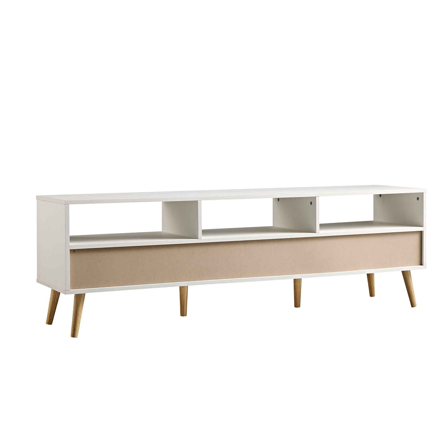 Meuble TV 3 tiroirs en rotin tressé Frances 160 cm, blanc