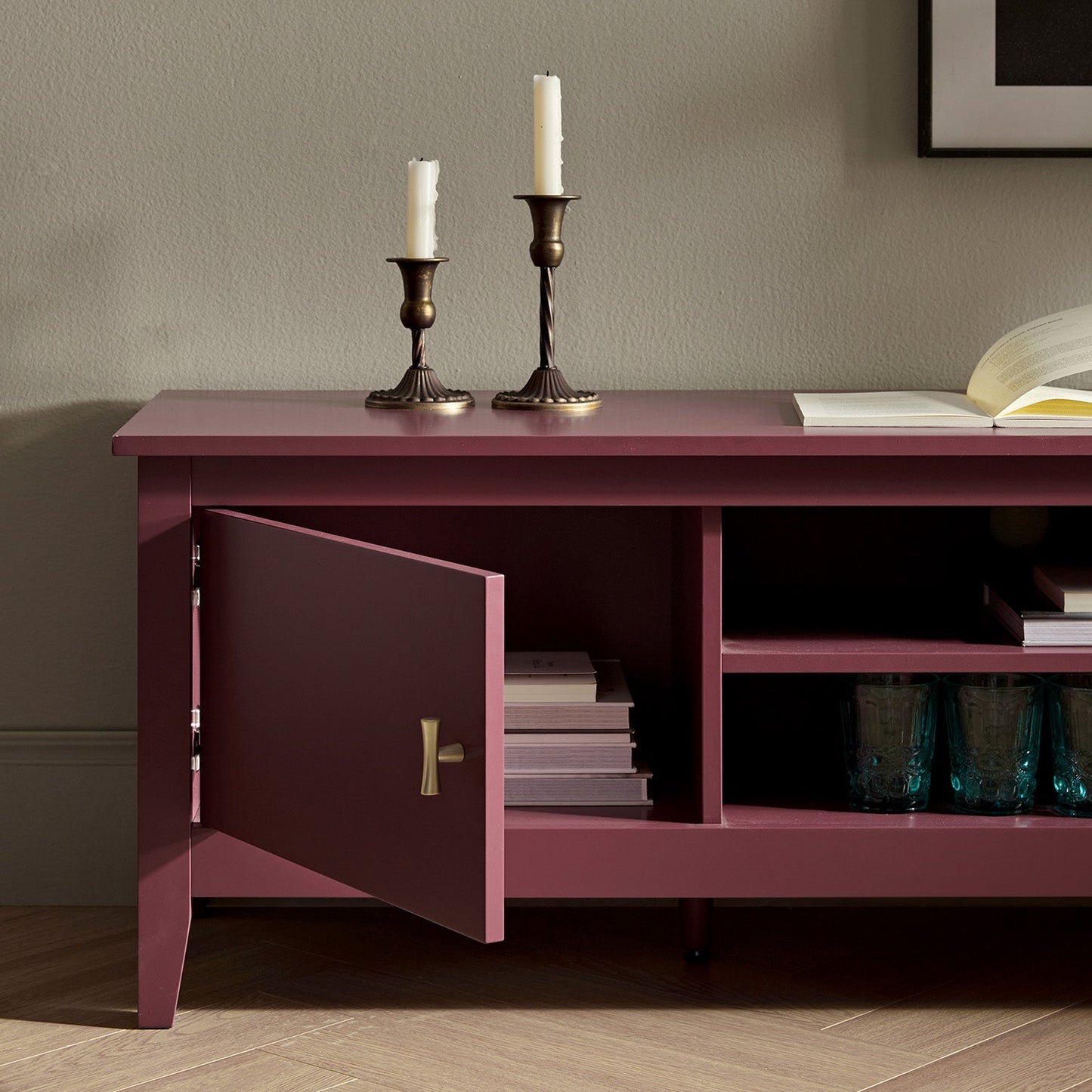 Meuble TV Oakham 150 cm, cerisier sauvage