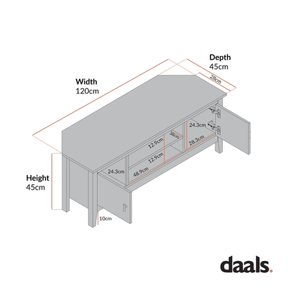 Meuble TV d'angle Oakham 120 cm, gris foncé
