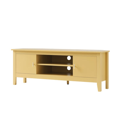 Meuble TV d'angle Oakham 120 cm, rotin jaune