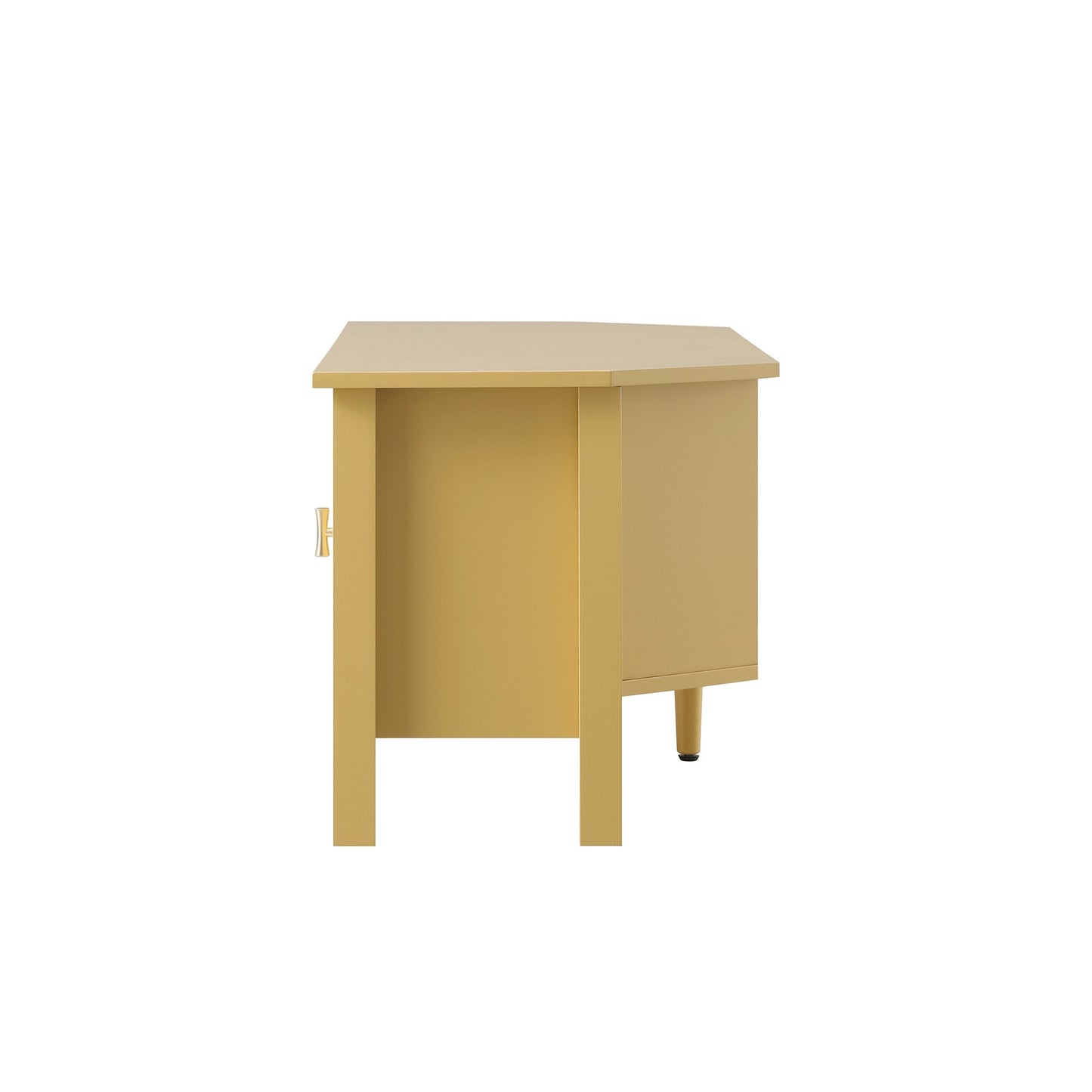 Meuble TV d'angle Oakham 120 cm, rotin jaune