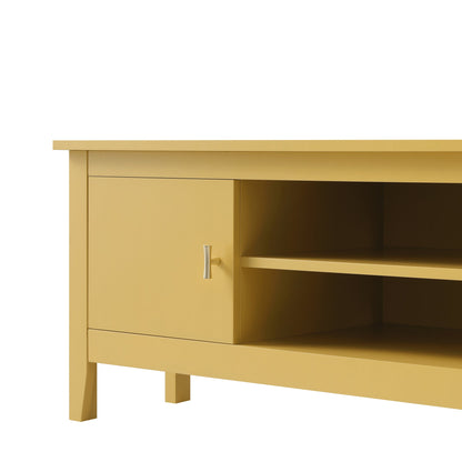 Meuble TV d'angle Oakham 120 cm, rotin jaune