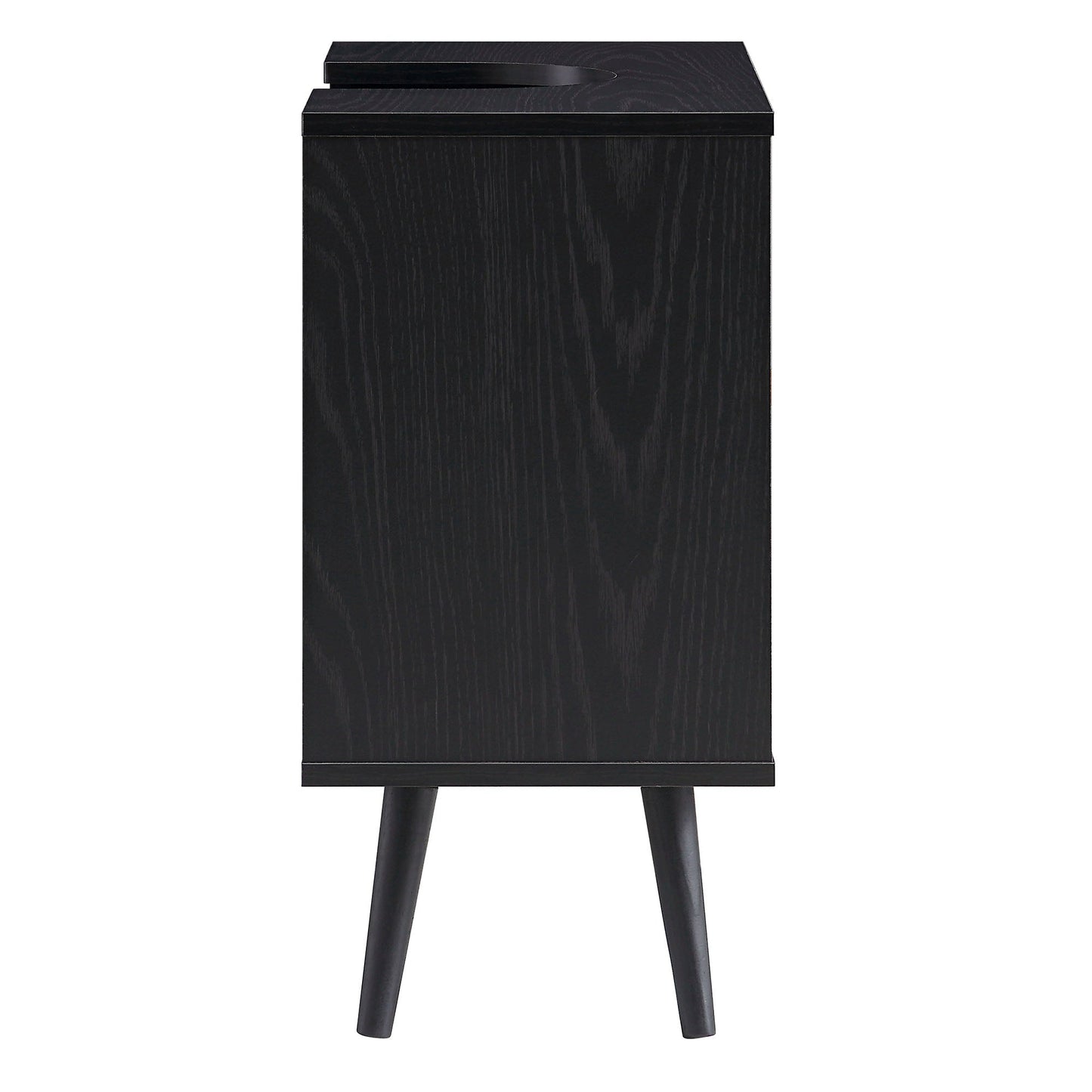 Meuble sous-évier de salle de bain 2 portes en rotin tressé Frances, noir