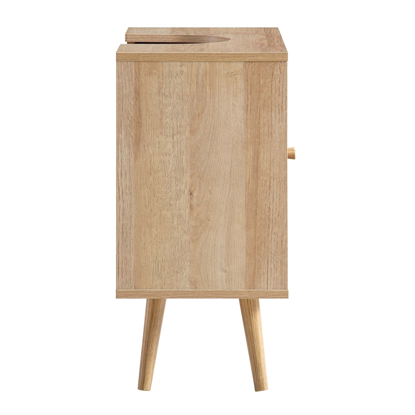 Meuble sous-lavabo de salle de bain 2 portes en rotin tressé Frances, naturel