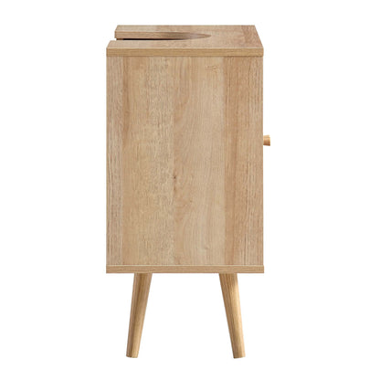 Meuble sous-lavabo de salle de bain 2 portes en rotin tressé Frances, naturel