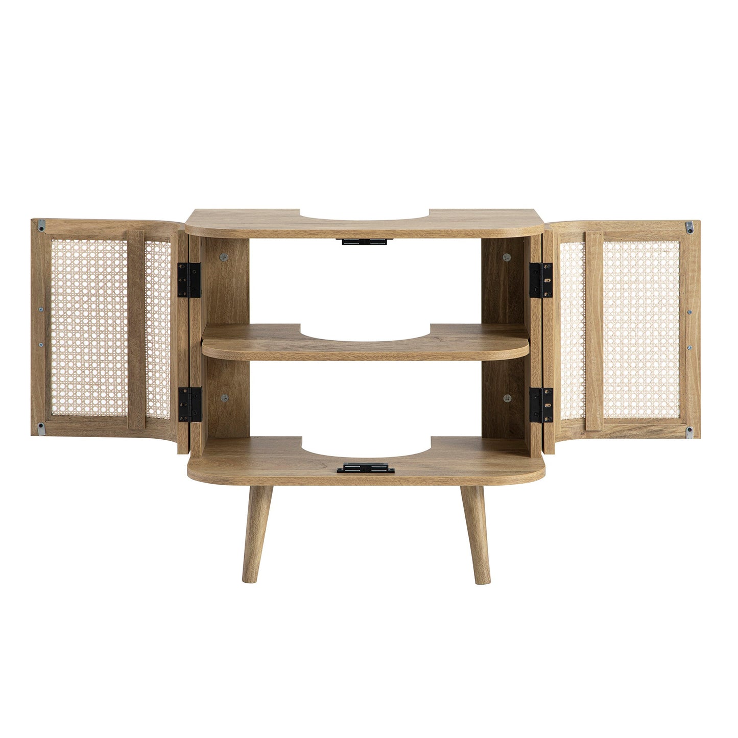 Meuble sous-évier incurvé en rotin Izzy, naturel