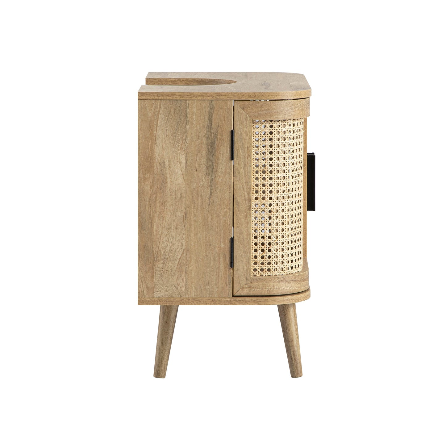 Meuble sous-évier incurvé en rotin Izzy, naturel