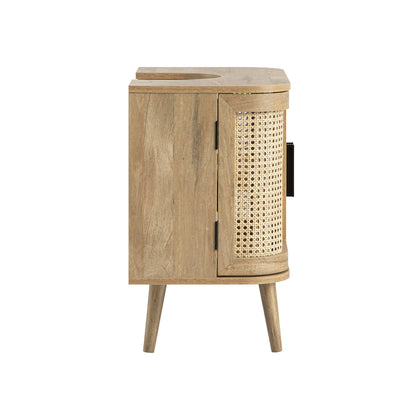 Meuble sous-évier incurvé en rotin Izzy, naturel