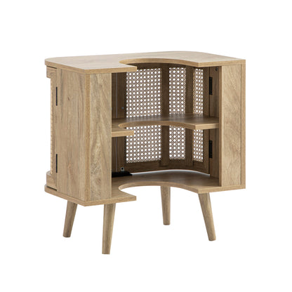 Meuble sous-évier incurvé en rotin Izzy, naturel