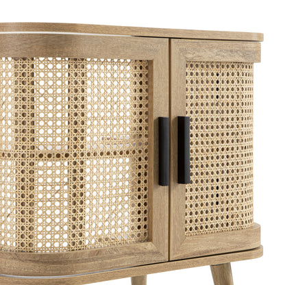 Meuble sous-évier incurvé en rotin Izzy, naturel