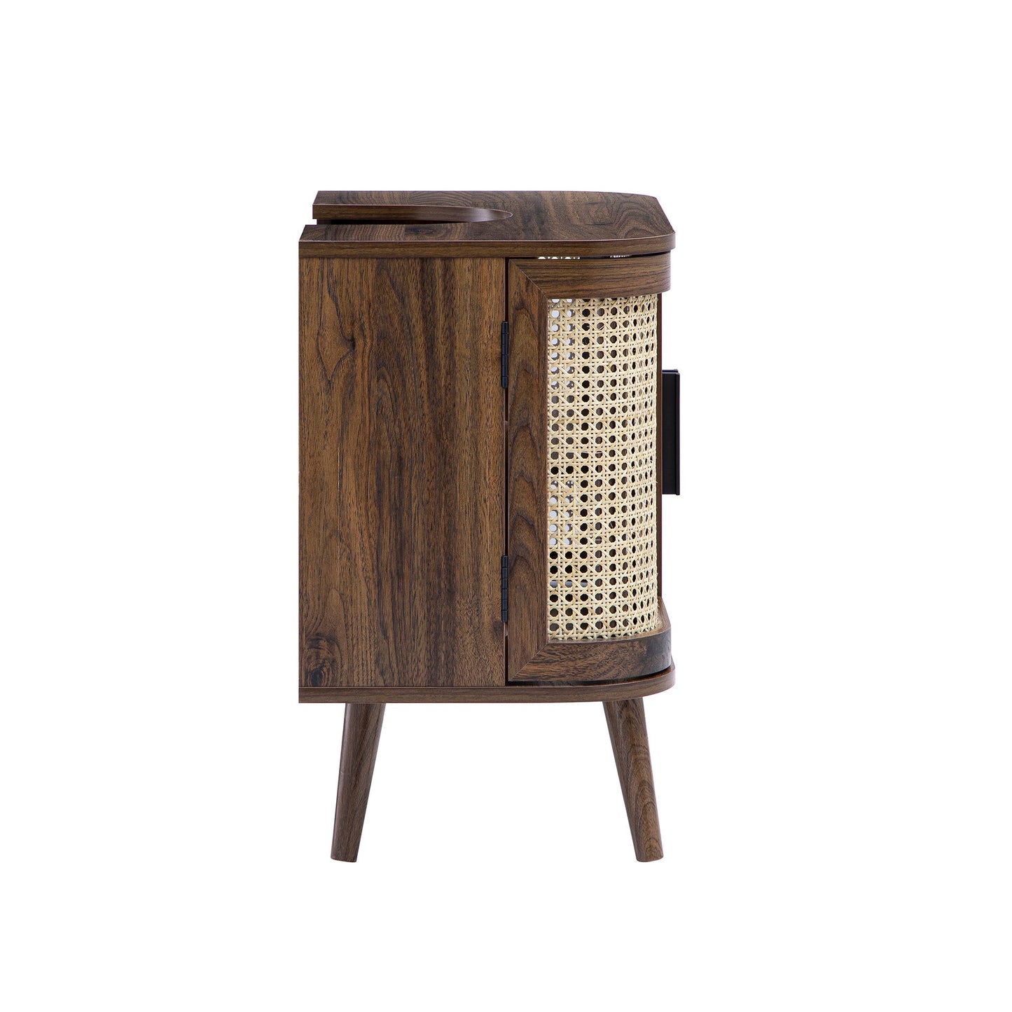 Meuble sous-évier incurvé en rotin Izzy, noyer