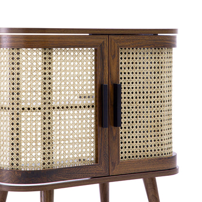 Meuble sous-évier incurvé en rotin Izzy, noyer