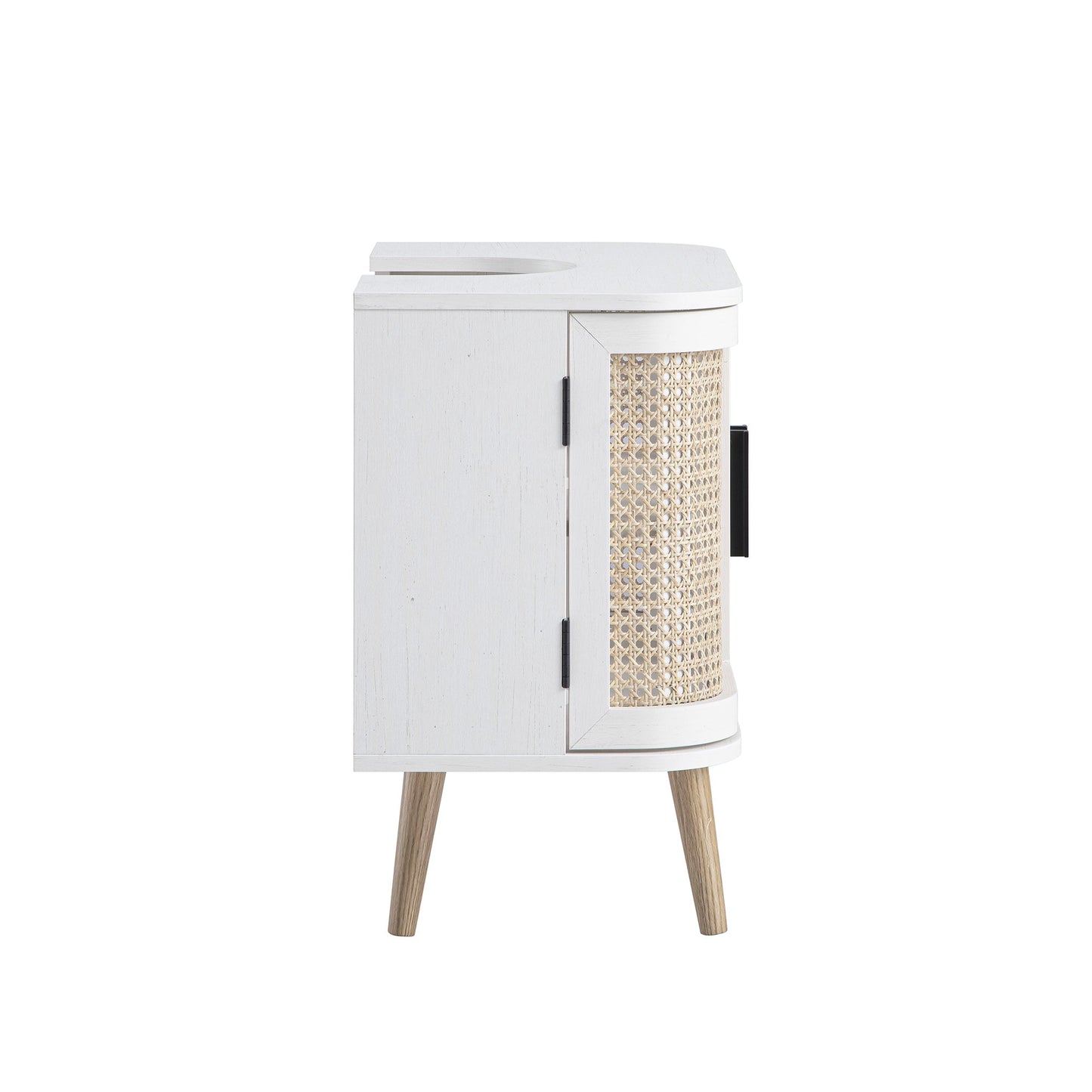 Meuble sous-évier incurvé en rotin Izzy, blanc