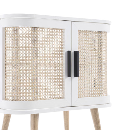 Meuble sous-évier incurvé en rotin Izzy, blanc