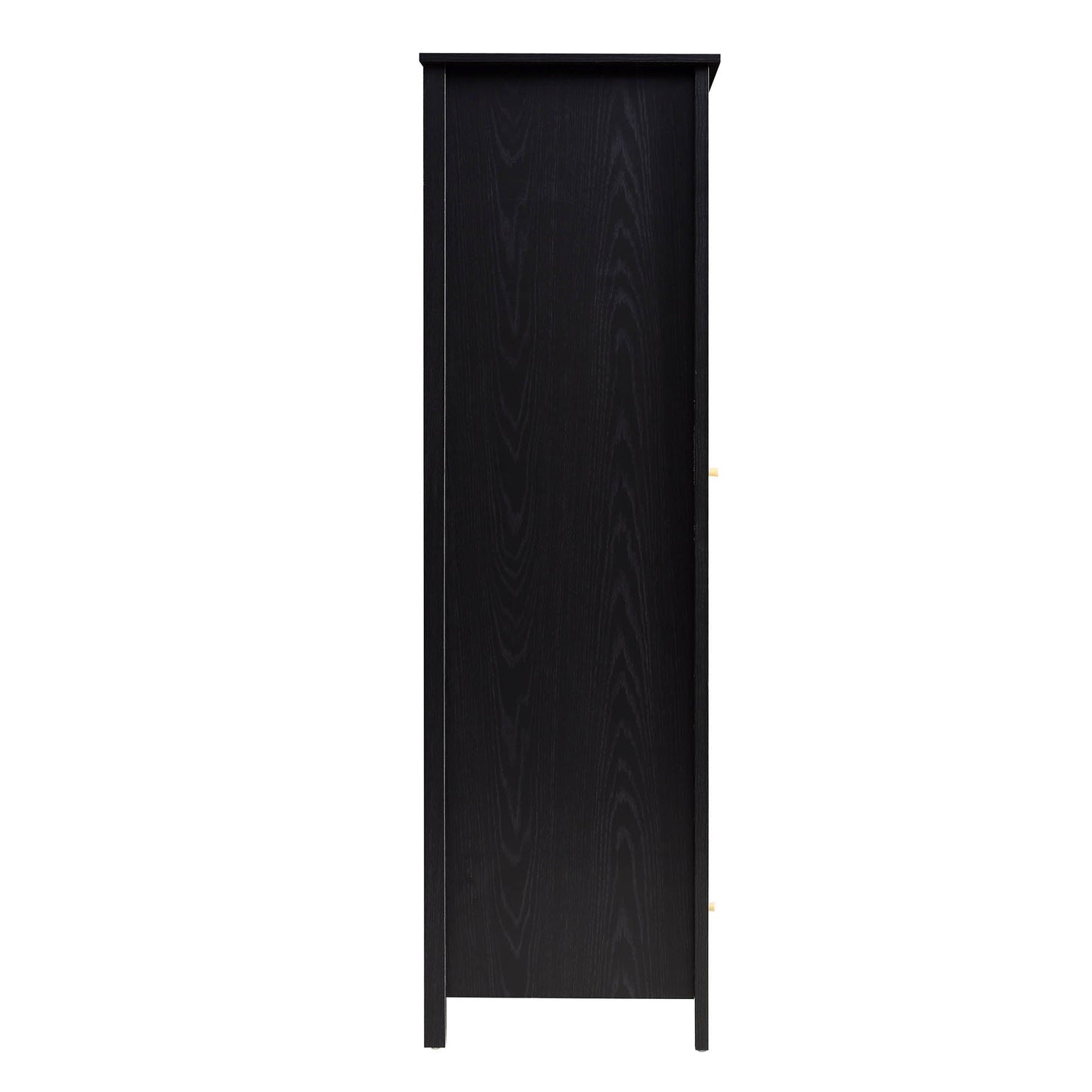 Armoire double en rotin Frances avec 1 tiroir, noire