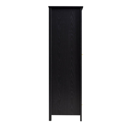 Armoire double en rotin Frances avec 1 tiroir, noire