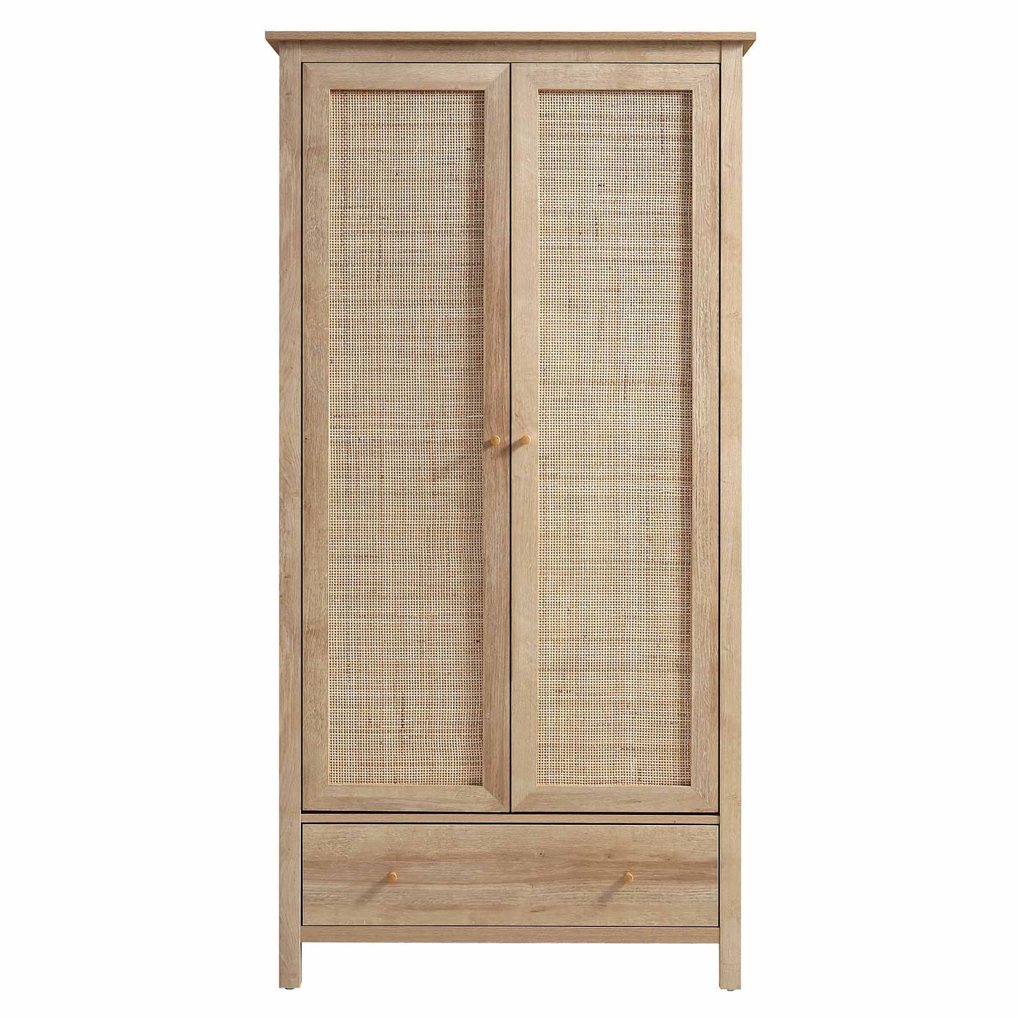 Armoire double en rotin Frances avec 1 tiroir, naturel