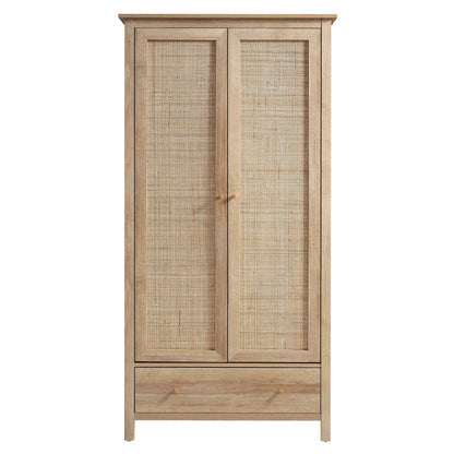 Armoire double en rotin Frances avec 1 tiroir, naturel