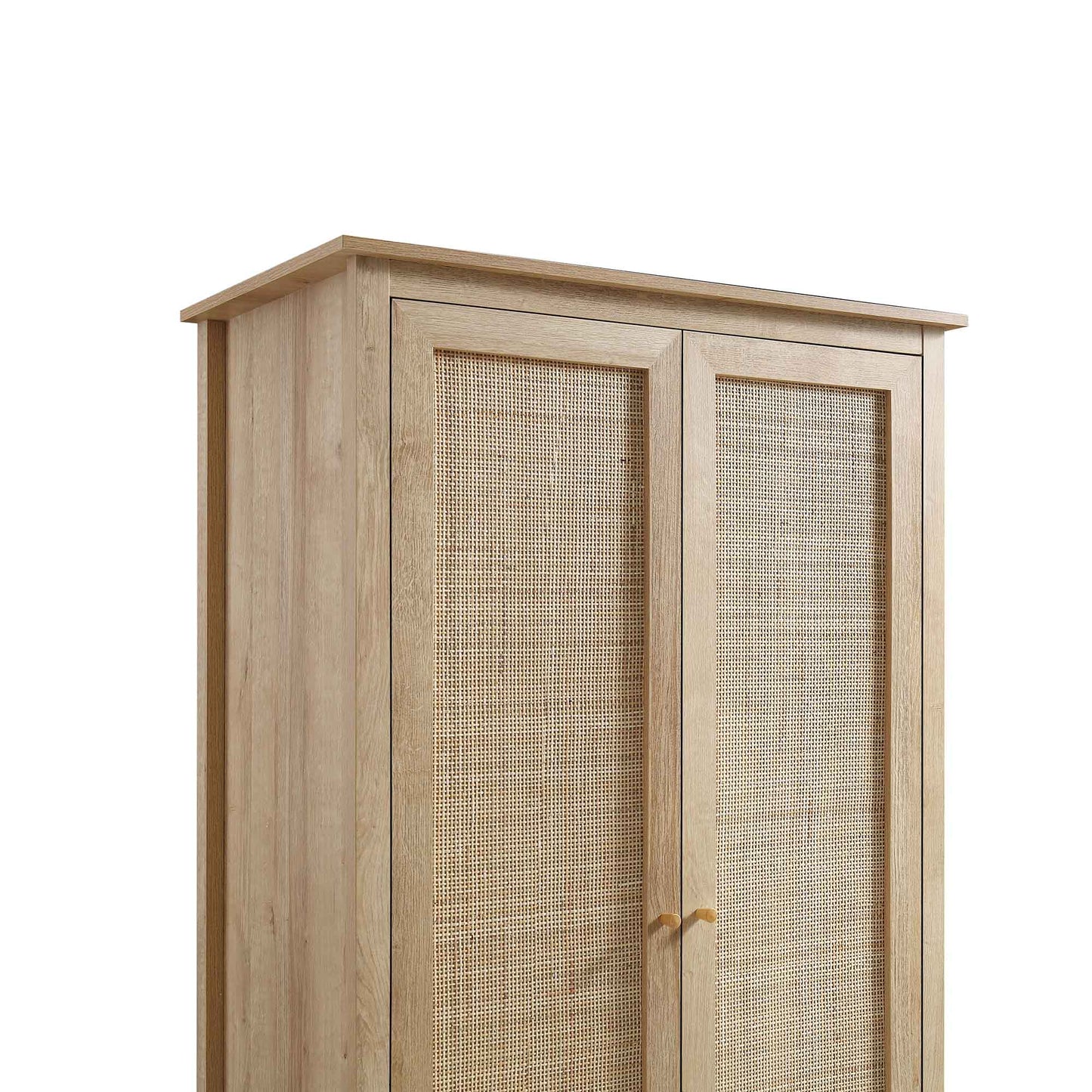 Armoire double en rotin Frances avec 1 tiroir, naturel