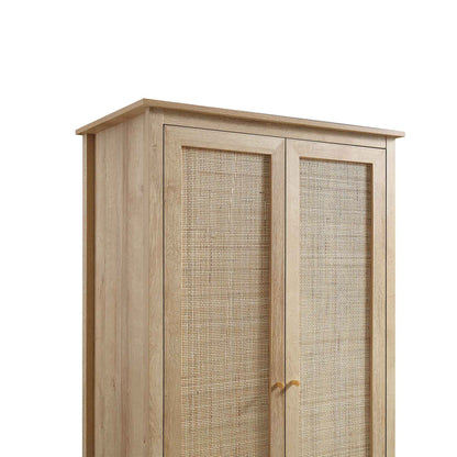 Armoire double en rotin Frances avec 1 tiroir, naturel