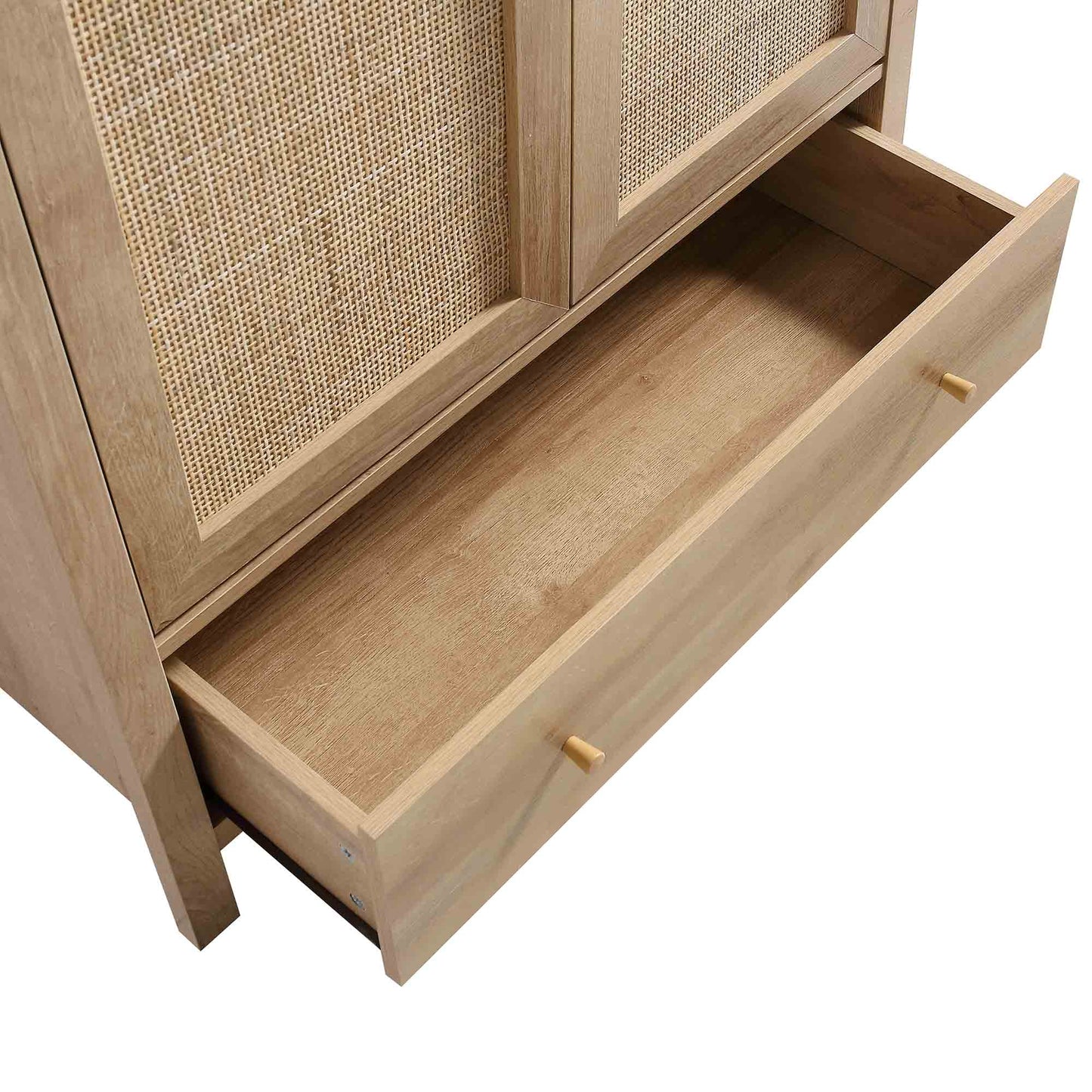 Armoire double en rotin Frances avec 1 tiroir, naturel