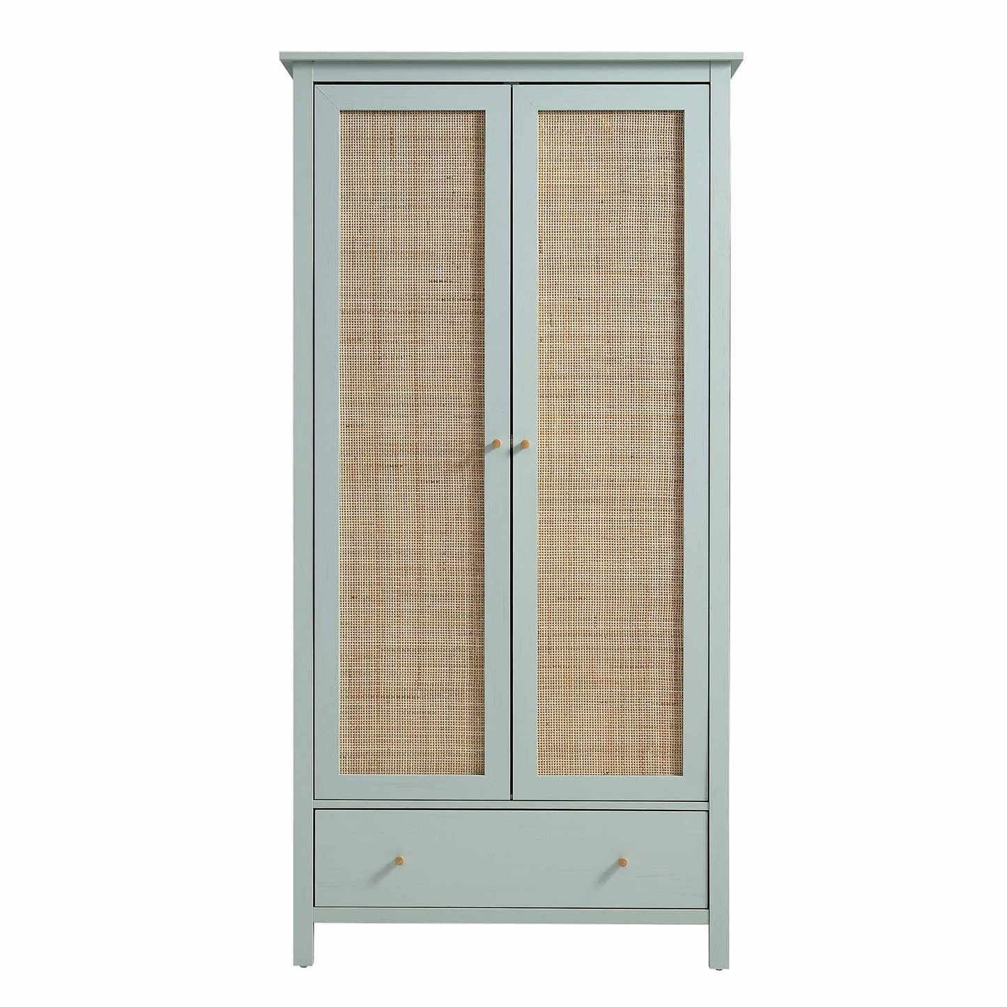 Armoire double en rotin Frances avec 1 tiroir, menthe