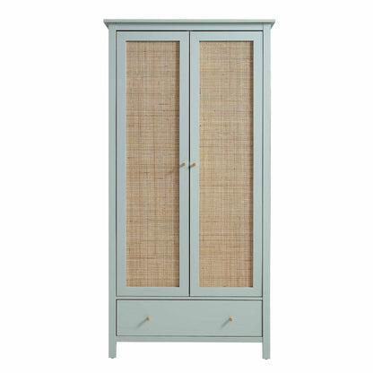Armoire double en rotin Frances avec 1 tiroir, menthe