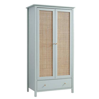 Armoire double en rotin Frances avec 1 tiroir, menthe