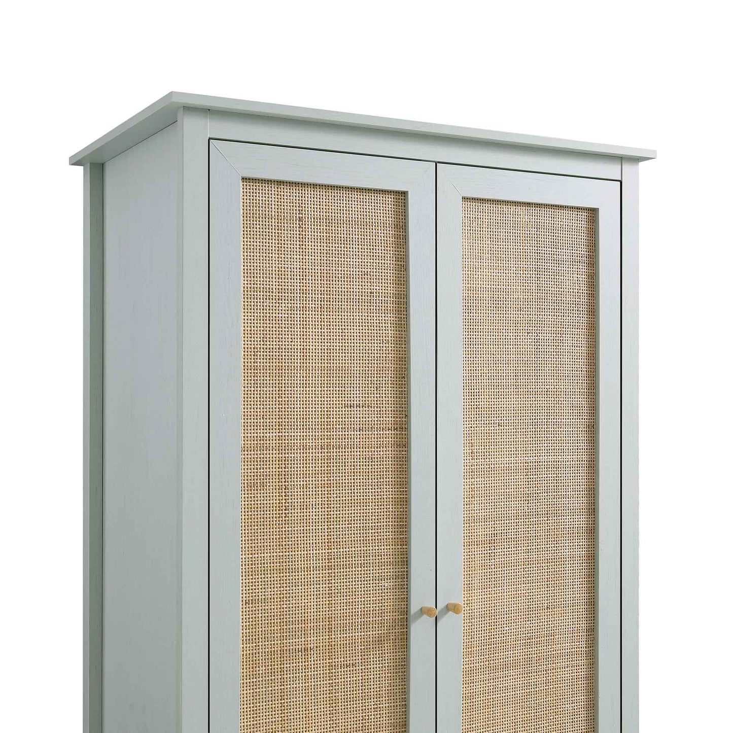 Armoire double en rotin Frances avec 1 tiroir, menthe