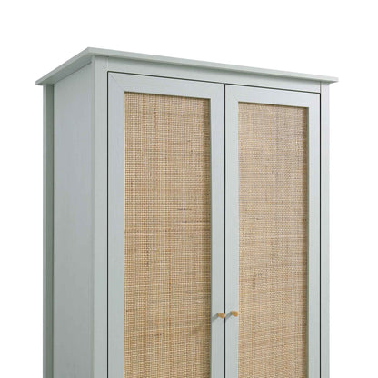 Armoire double en rotin Frances avec 1 tiroir, menthe