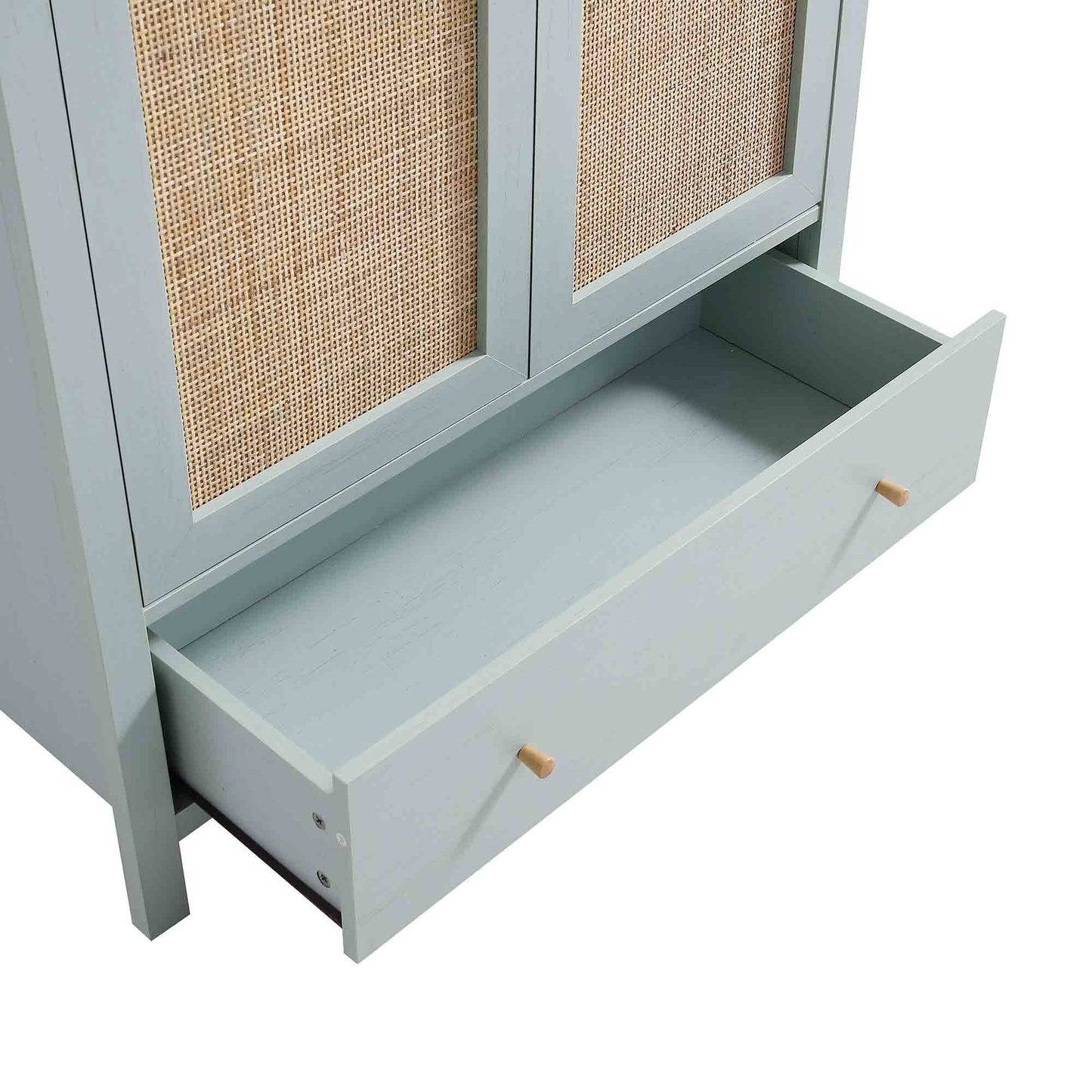 Armoire double en rotin Frances avec 1 tiroir, menthe